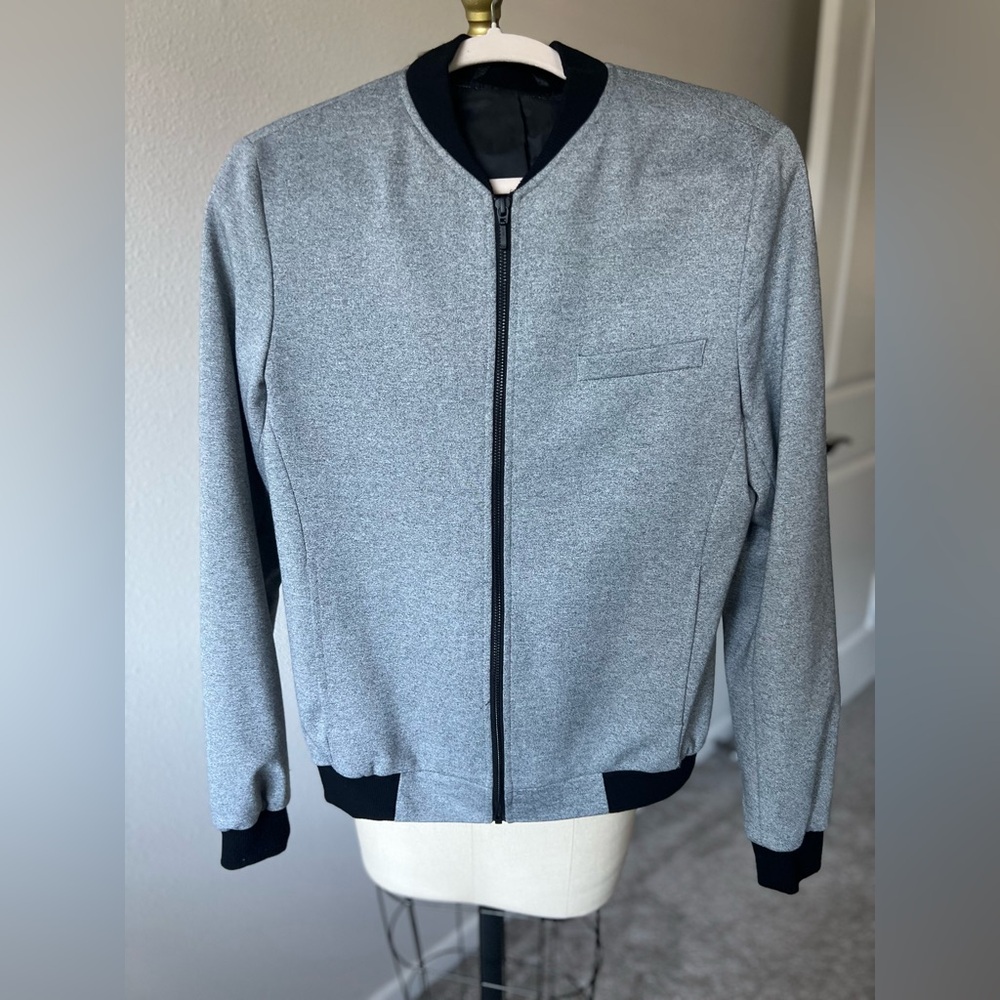 Topman‎ Gray and Black Men’s Bomber Jacket